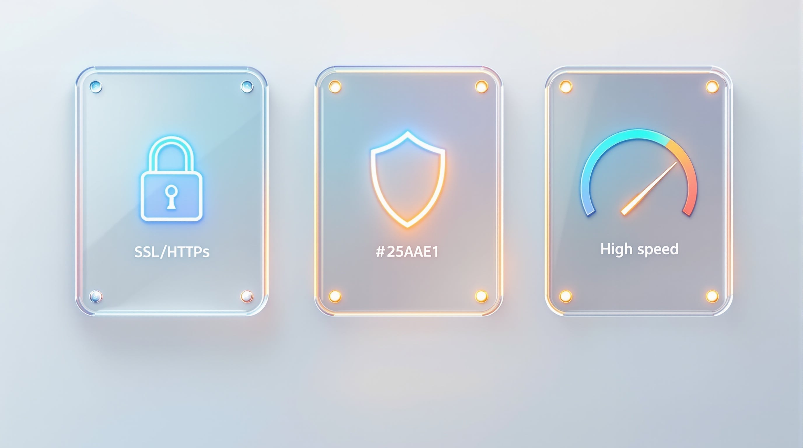 Three essential SEO ranking signals with SSL lock, security shield, and speedometer icons