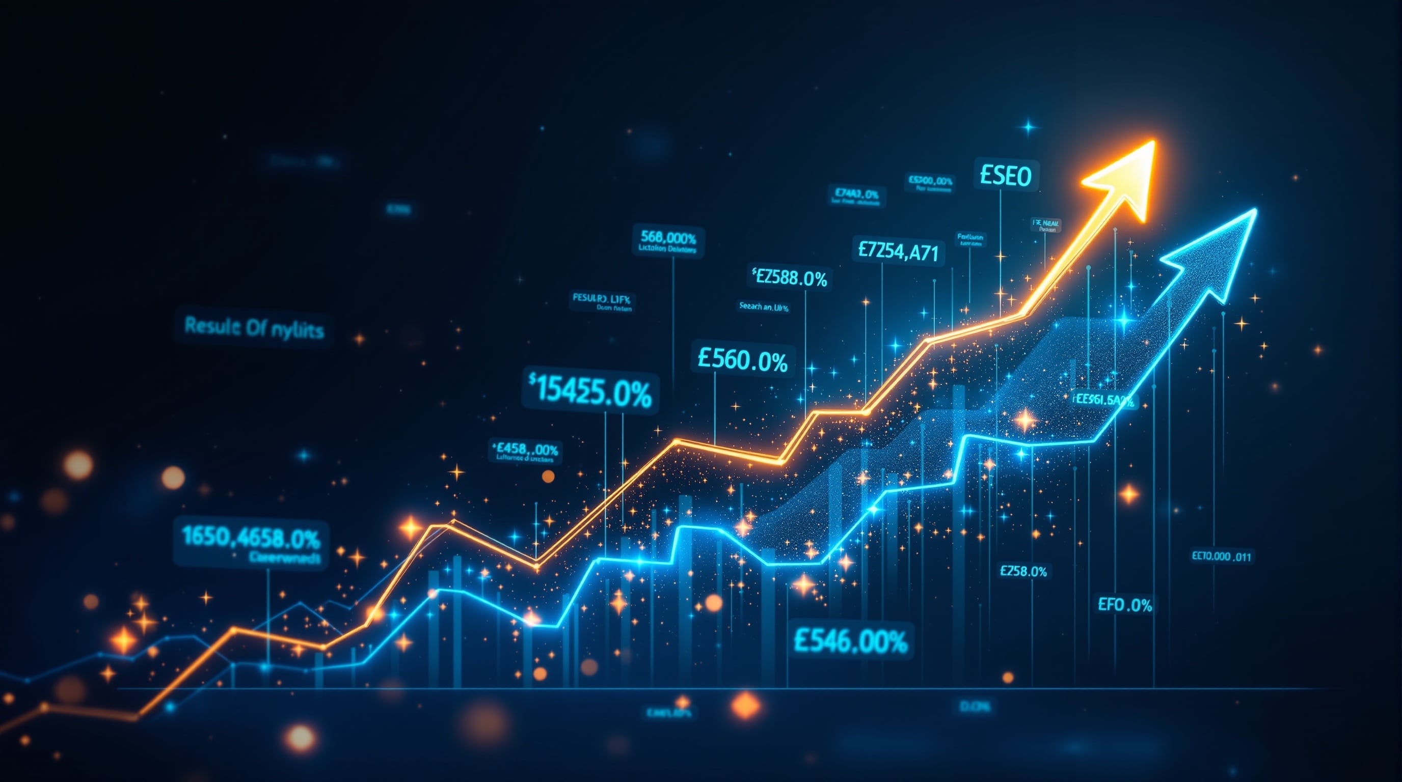 Improving SEO rankings with upward trending graphs and search optimization elements