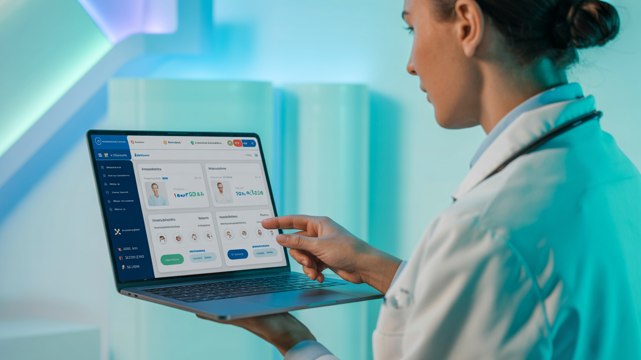 Medical SEO importance with stethoscope, digital health searches, and practice ranking growth