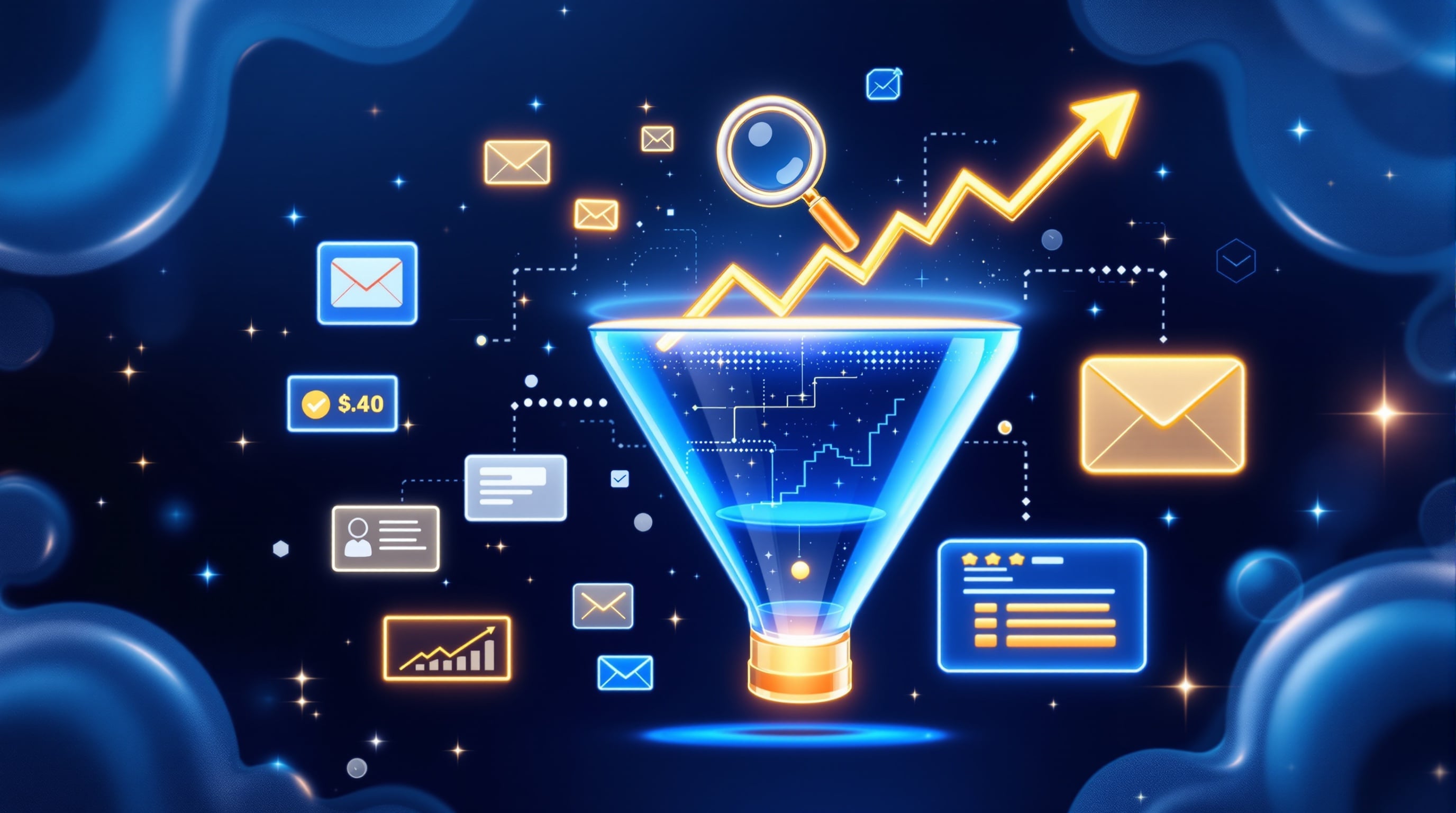 SEO lead generation funnel showing how search optimization drives long-term business leads