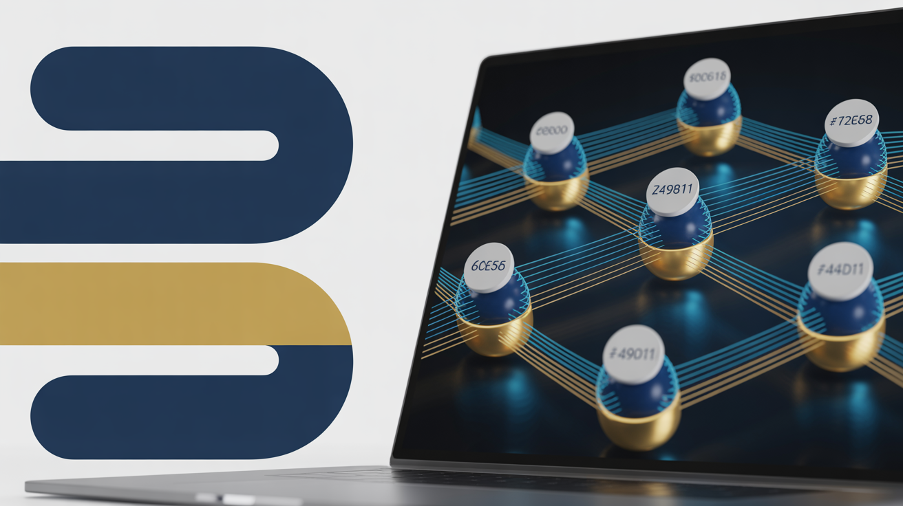 Network visualization showing interconnected websites with backlinks on laptop screen